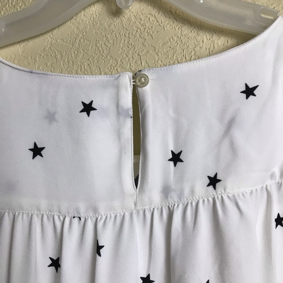 Loft Pull Over Blouse Stars and Shoulder Ruffles - Picture 5 of 7